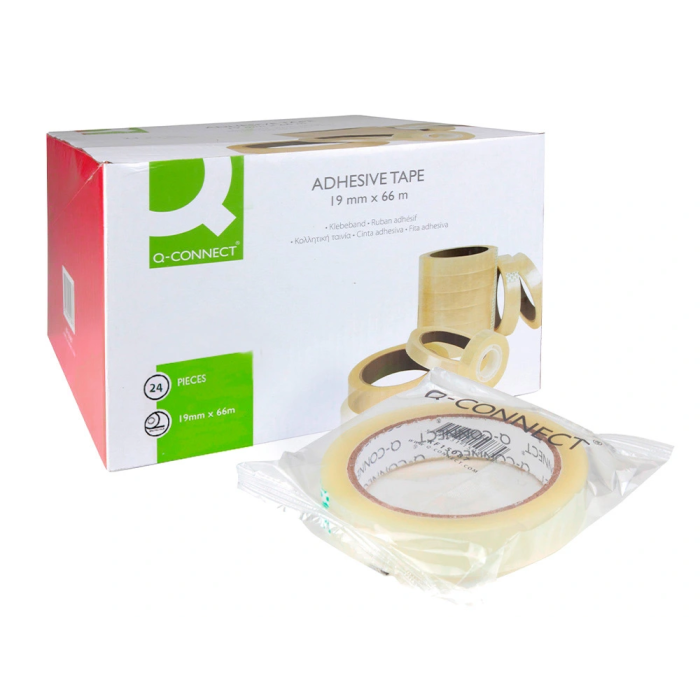 Q-connect Cinta Adhesiva Transparente Encelofanada 66 mt x 19 mm 1