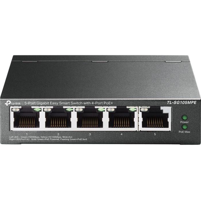 TP-Link TL-SG105MPE Switch L2 Administrable Gigabit Ethernet con 5 Puertos y Energía sobre Ethernet (PoE) Negro 1