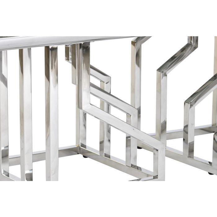 DKD Home Decor Mesa de Centro Moderna de Acero y Cristal Blanco Plateado para Salón | Medidas: Ancho 120 x Largo 60 x Alto 40 cm 3
