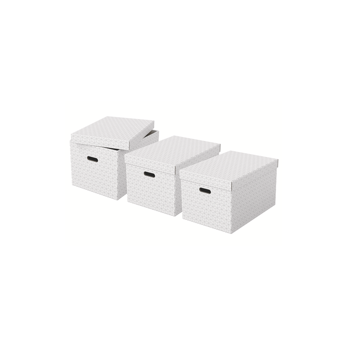 Esselte Caja de almacenamiento grande 510x355x305 mm pack de 3 unidades color blanco 2