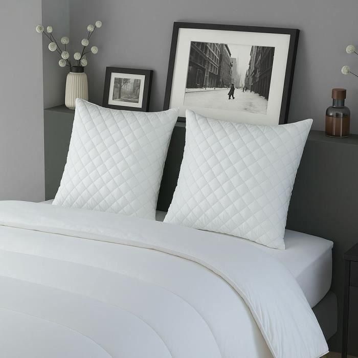 Dodo DOD3307419754423 - Juego de 2 almohadas micro acolchado 60 x 60 cm Blanco 1