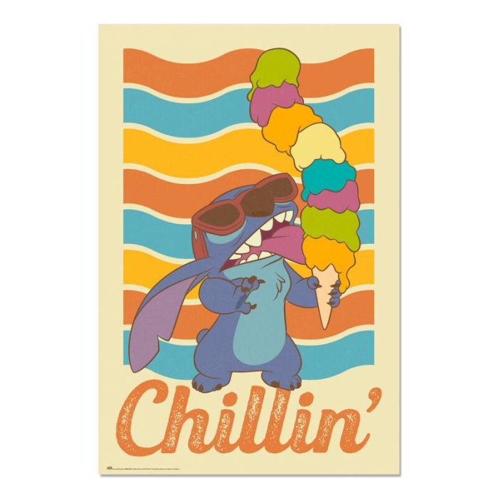 ERIK Poster Disney Chillin Stitch 91,5x61cm, Impreso en Papel Brillo de Alta Calidad 150gr