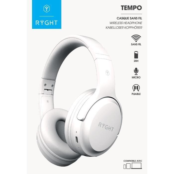 Auriculares inalámbricos - RYGHT - TEMPO - Blanco perla 3