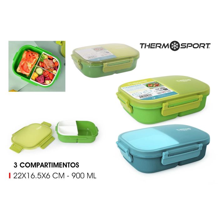 Fiambrera 3 departamentos rectangular Thermosport (6 Unidades) Fiambrera 3 departamentos rectangular Thermosport (6 Unidades)