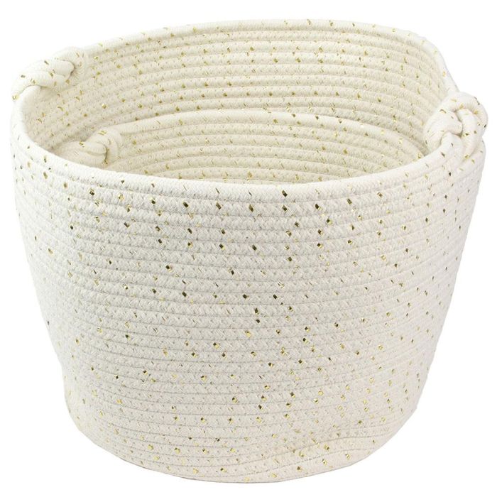 Totally Addict Make A Wish Juego de 3 Cestos Almacenar Blanco Algodón Fibra Dorada Encajables 2 Totally Addict Make A Wish Juego de 3 Cestos Almacenar Blanco Algodón Fibra Dorada Encajables 2