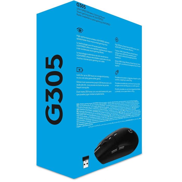 Logitech G305 Ratón Gaming Inalámbrico LIGHTSPEED Óptico HERO 12000 DPI 6 Botones 250h Batería 99g Negro 8 Logitech G305 Ratón Gaming Inalámbrico LIGHTSPEED Óptico HERO 12000 DPI 6 Botones 250h Batería 99g Negro 8