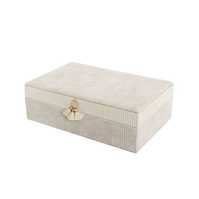 Caja-Joyero Versa Beige Poliéster Cartón Espejo 16 x 7,8 x 25 cm 1