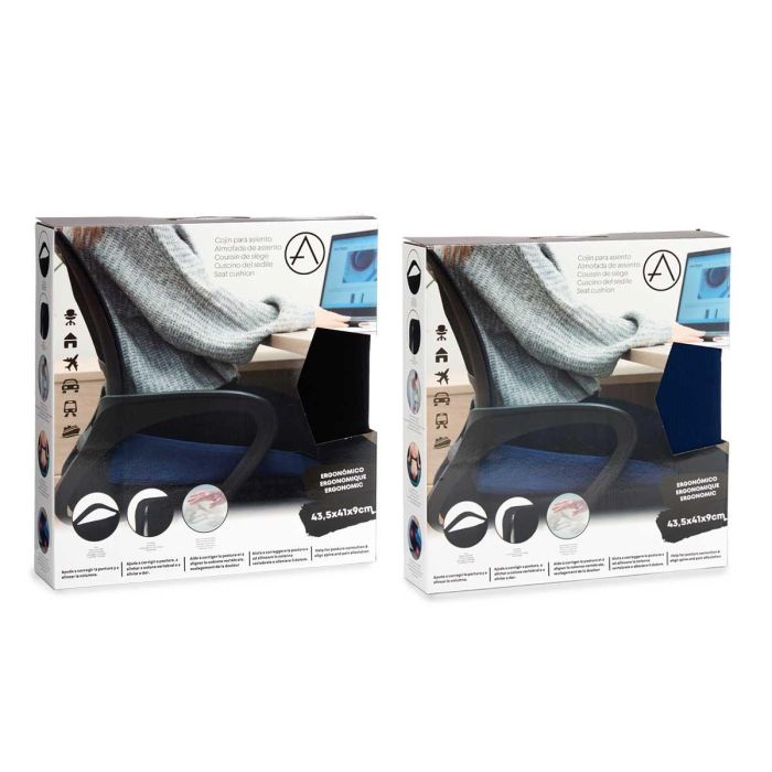 Cojín de Espuma con Memoria, Asiento Ergonómico Arte Regal 41.5x9x43 cm - Azul/Negro (6 Unidades) 2 Cojín de Espuma con Memoria, Asiento Ergonómico Arte Regal 41.5x9x43 cm - Azul/Negro (6 Unidades) 2