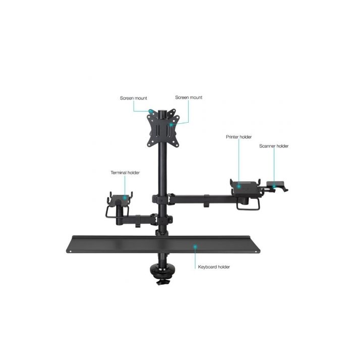 Soporte de Mesa para TPV 2 Monitores TooQ TQPM0003/ Giratorio/ Inclinable/ Rotatorio/ hasta 9kg 1