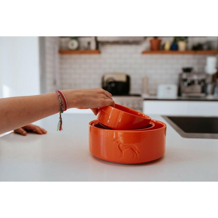 Comedero para Perro Hunter OSBY Naranja Cerámica 550 ml 2 Comedero para Perro Hunter OSBY Naranja Cerámica 550 ml 2