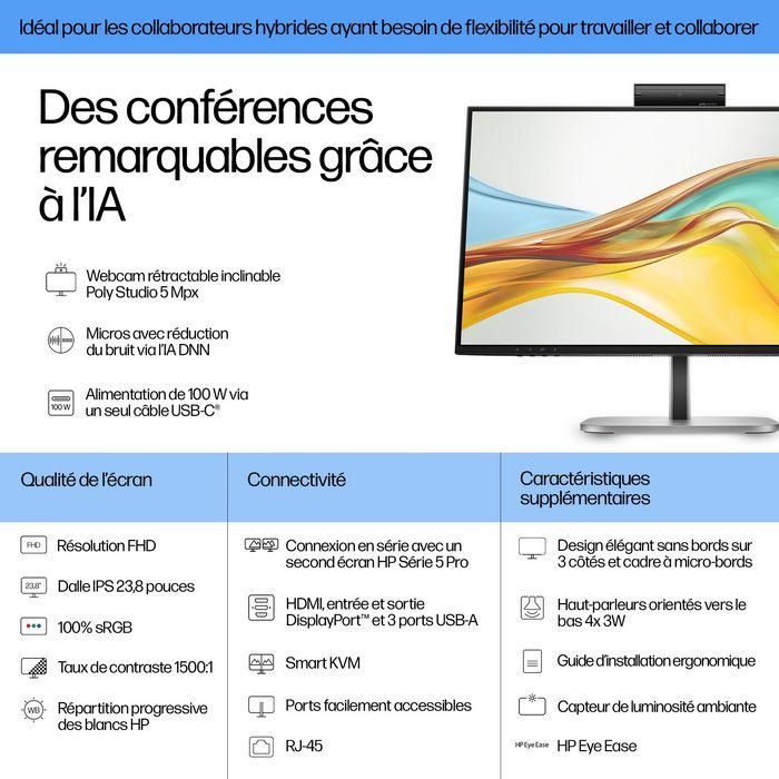 HP 524pm Monitor Videoconferencia Series 5 Pro 23.8 pulgadas FHD USB-C con IA para reuniones 3 HP 524pm Monitor Videoconferencia Series 5 Pro 23.8 pulgadas FHD USB-C con IA para reuniones 3
