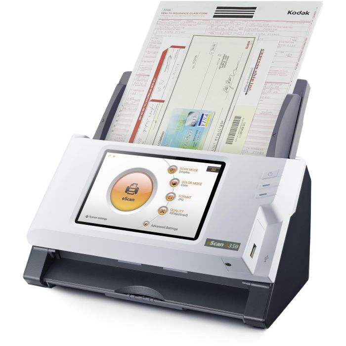 Plustek Escaner A350 Essential, 600x600 DPI, Escaner a Color, Escaneo Dúplex, Negro/Blanco, Pantalla LED 7" 9