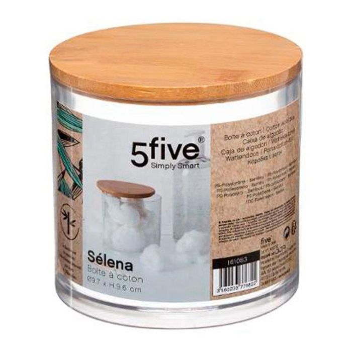 5Five Caja redonda de baño de bambú modelo Selena - Transparente, Poliestireno 1