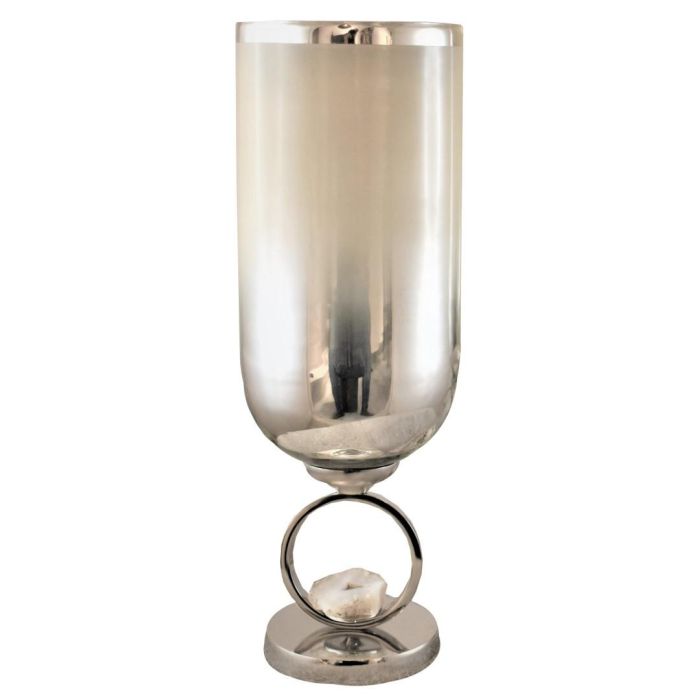 DKD Home Decor Jarrón Champan de Cristal y Aluminio Desmontable, 44 cm de Altura, 15x15 cm