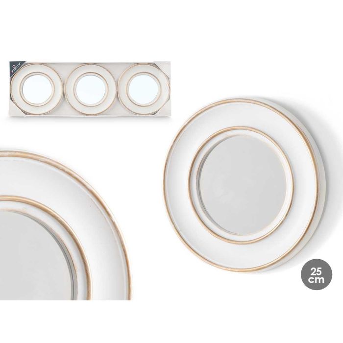 Set 3 Espejos Redondo Blanco Dorado Giftdecor 76X2CM (8 Unidades) Set 3 Espejos Redondo Blanco Dorado Giftdecor 76X2CM (8 Unidades)