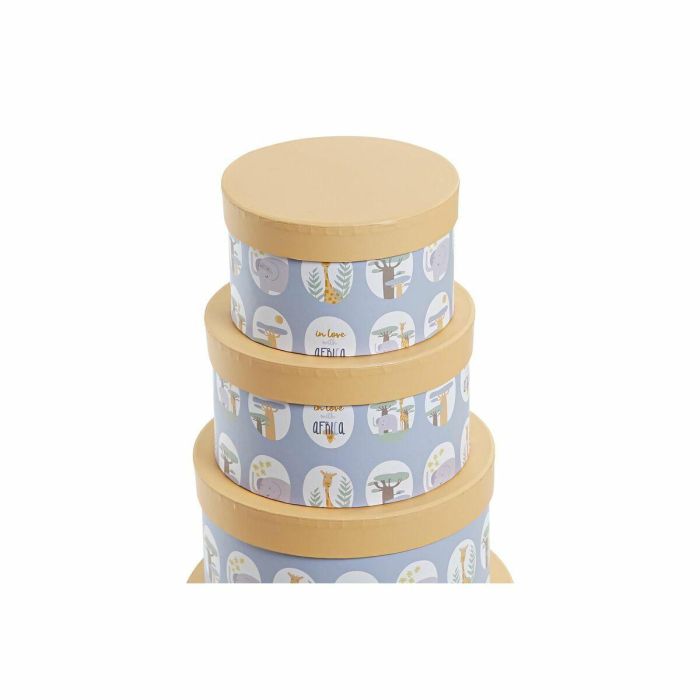 Caja Kids DKD Home Decor Azul Amarillo 37.5 x 18 x 37.5 cm Set de 10 1