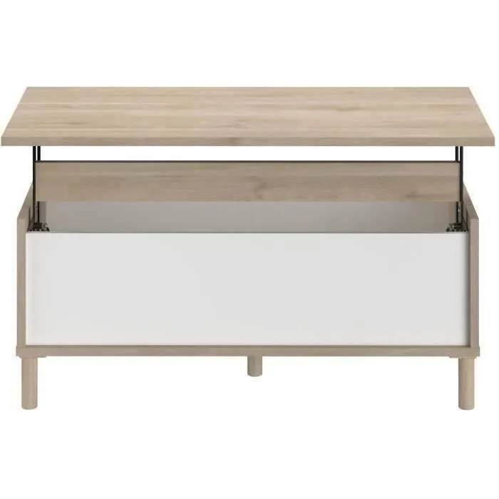 Parisot Mesa de centro elevable MORPHOS MORPHOS0400TABA Rectangular Blanco/Roble L 100 x P 50 x H 43,6 cm