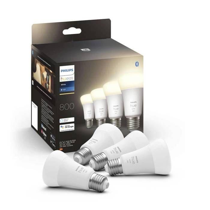Philips Hue White, Bulbo LED conectado E27, 60W equivalente, 800 lumen, Bluetooth Compatible, 4 paquete 2 Philips Hue White, Bulbo LED conectado E27, 60W equivalente, 800 lumen, Bluetooth Compatible, 4 paquete 2