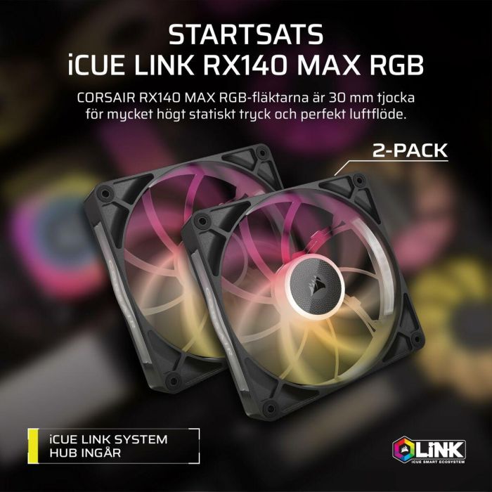 Corsair CO-9051036-WW Refrigeración PC Kit Doble Ventilador iCUE LINK RX140 RGB Max 7 Corsair CO-9051036-WW Refrigeración PC Kit Doble Ventilador iCUE LINK RX140 RGB Max 7