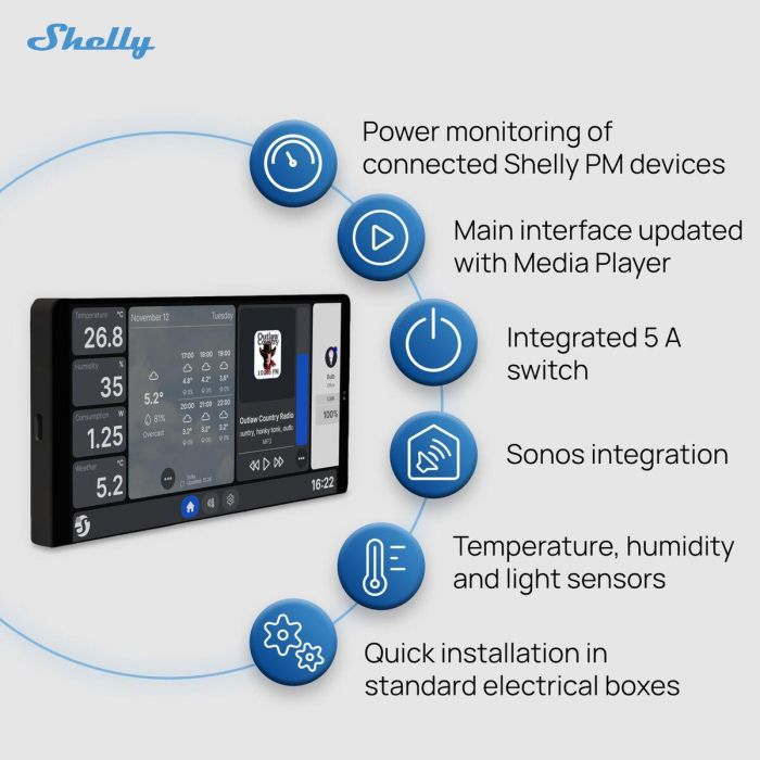 Panel de control Shelly WALL DISPLAY X2(BL)+BLUHT(BLK) 4