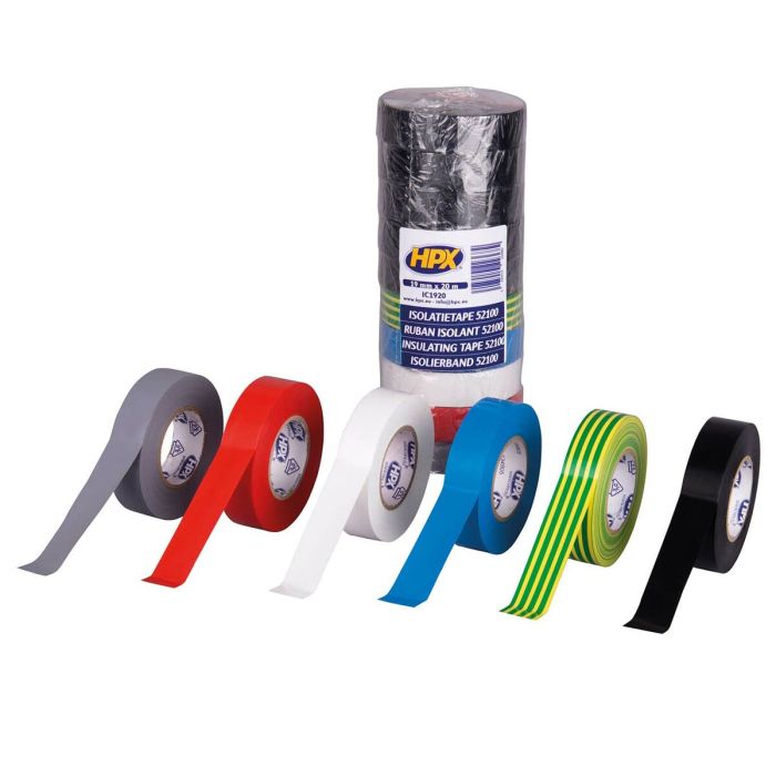 Cinta aislante HPX Multicolor 19 mm x 20 m PVC Caucho 10 Unidades 2 Cinta aislante HPX Multicolor 19 mm x 20 m PVC Caucho 10 Unidades 2