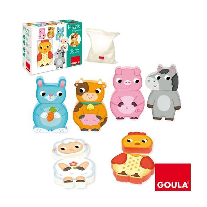Puzzle magnético granja de madera goula 12 piezas, intercambiables 7 Puzzle magnético granja de madera goula 12 piezas, intercambiables 7