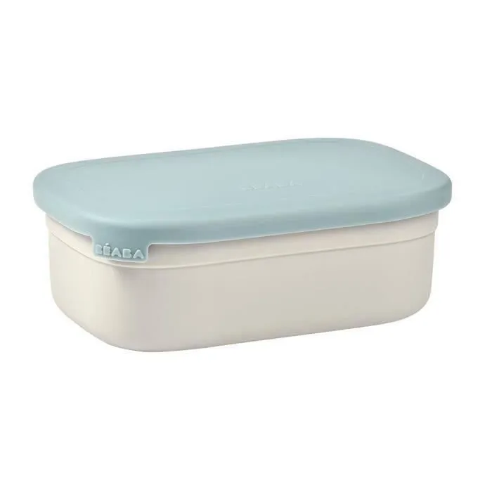 Beaba Fiambrera Infantil Acero Inoxidable Tapa Silicona Funda Protectora Terciopelo Gris Azul