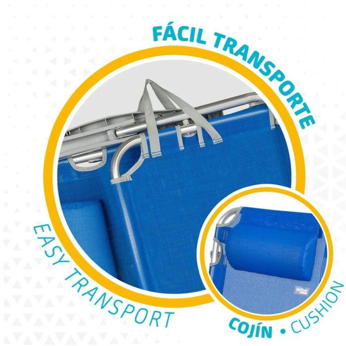 Silla de Playa Aktive Plegable Azul 48 x 90 x 60 cm (2 Unidades) 3 Silla de Playa Aktive Plegable Azul 48 x 90 x 60 cm (2 Unidades) 3