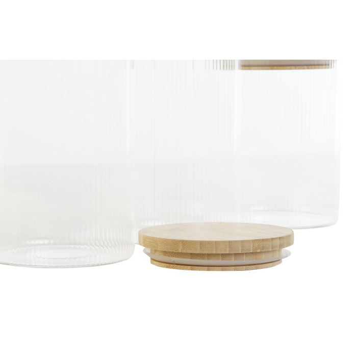 DKD Home Decor Bote Transparente Natural Set de 3 Piezas Borosilicato Bambú Vidrio 10 x 22.3 x 10 cm 2 DKD Home Decor Bote Transparente Natural Set de 3 Piezas Borosilicato Bambú Vidrio 10 x 22.3 x 10 cm 2