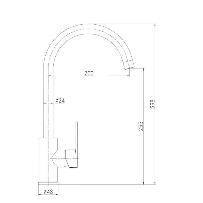 Grifo monomando de cocina caño alto negro mate serie miño 2