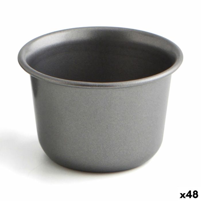 Molde para Flan Quid Sweet Grey Negro Metal Ø 7,5 cm (48 Unidades)