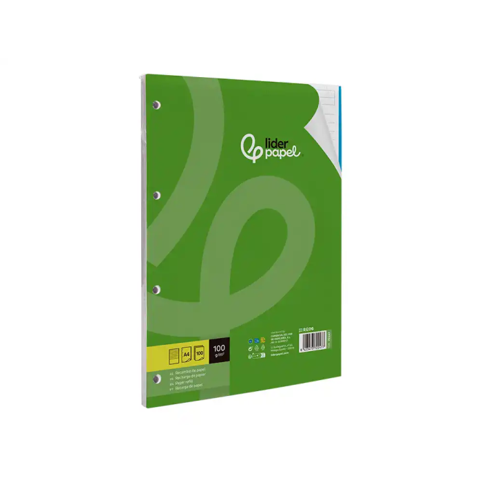 Liderpapel Recambio A4 100 Hojas 100gr Rayado Horizontal 4 Taladros Bandas de 5 Colores 2 Liderpapel Recambio A4 100 Hojas 100gr Rayado Horizontal 4 Taladros Bandas de 5 Colores 2