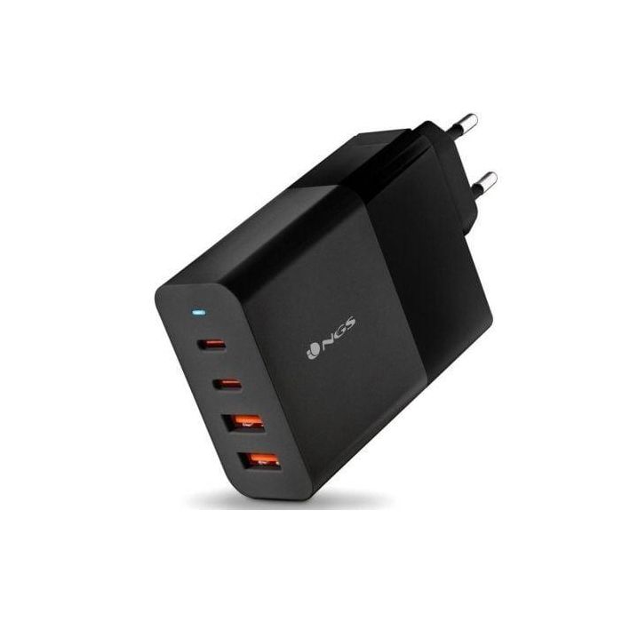 Cargador de Pared GaN NGS Bud 100W/ 2xUSB Tipo-C/ 2xUSB/ 100W Cargador de Pared GaN NGS Bud 100W/ 2xUSB Tipo-C/ 2xUSB/ 100W