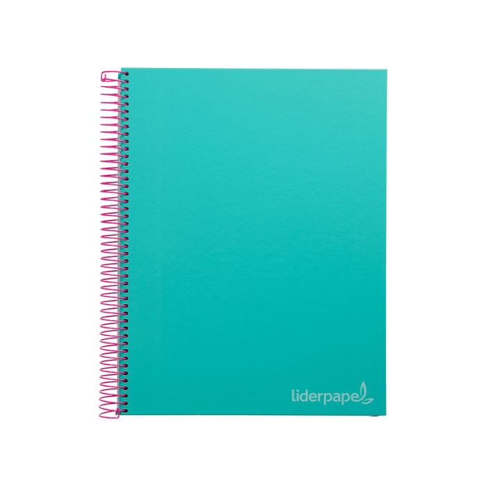 Cuaderno Espiral Liderpapel A4 Micro Jolly Tapa Forrada 140H 75 gr Cuadro 5 mm 5 Bandas4 Taladros Color Turquesa 2