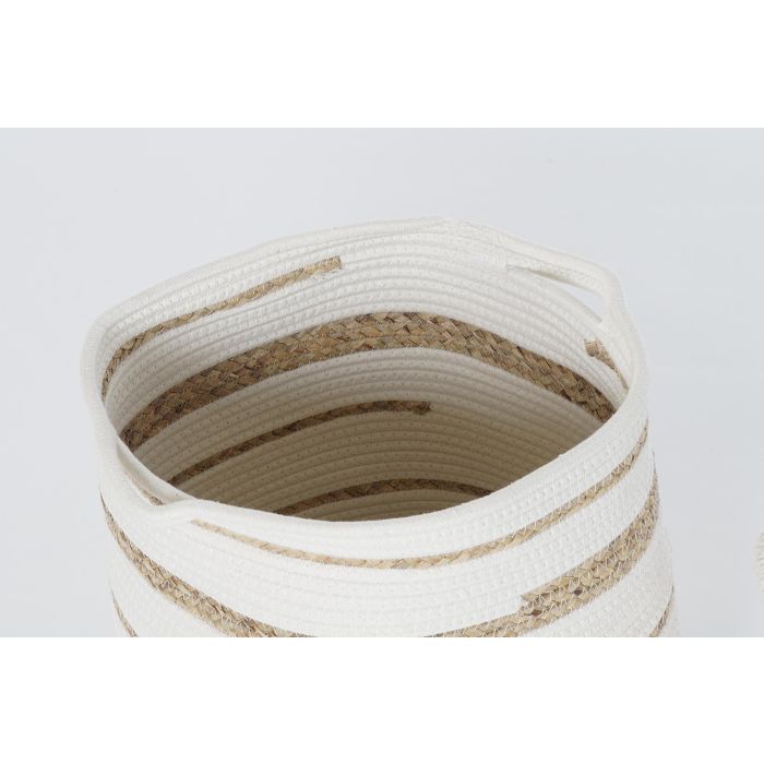 DKD Home Decor Cesta Boho Blanco Natural Algodon Seagrass 36 x 34 x 36 cm Set de 4 2 DKD Home Decor Cesta Boho Blanco Natural Algodon Seagrass 36 x 34 x 36 cm Set de 4 2