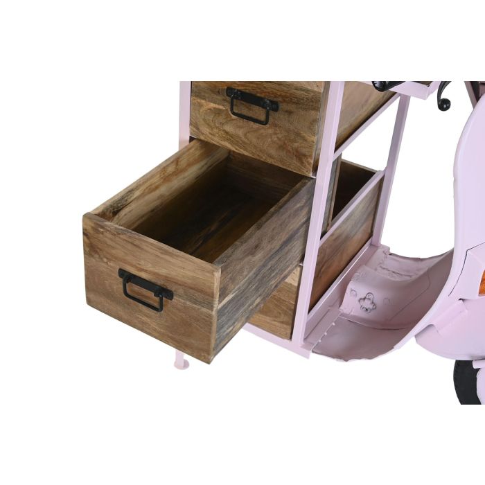 DKD Home Decor Cajonera Shabby Rosa Palo Natural, 3 Cajones, Madera Mango y Metal, Diseño Moto Scooter, 100 Ancho x 68 Fondo x 105 Alto cm 4 DKD Home Decor Cajonera Shabby Rosa Palo Natural, 3 Cajones, Madera Mango y Metal, Diseño Moto Scooter, 100 Ancho x 68 Fondo x 105 Alto cm 4