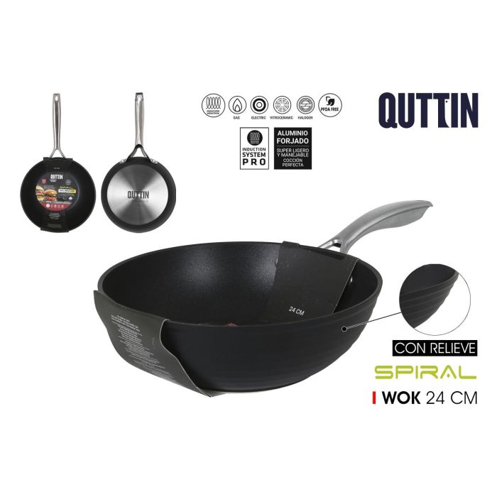 Sartén Wok Quttin 24 cm aluminio forjado inducción (4 Unidades) Sartén Wok Quttin 24 cm aluminio forjado inducción (4 Unidades)