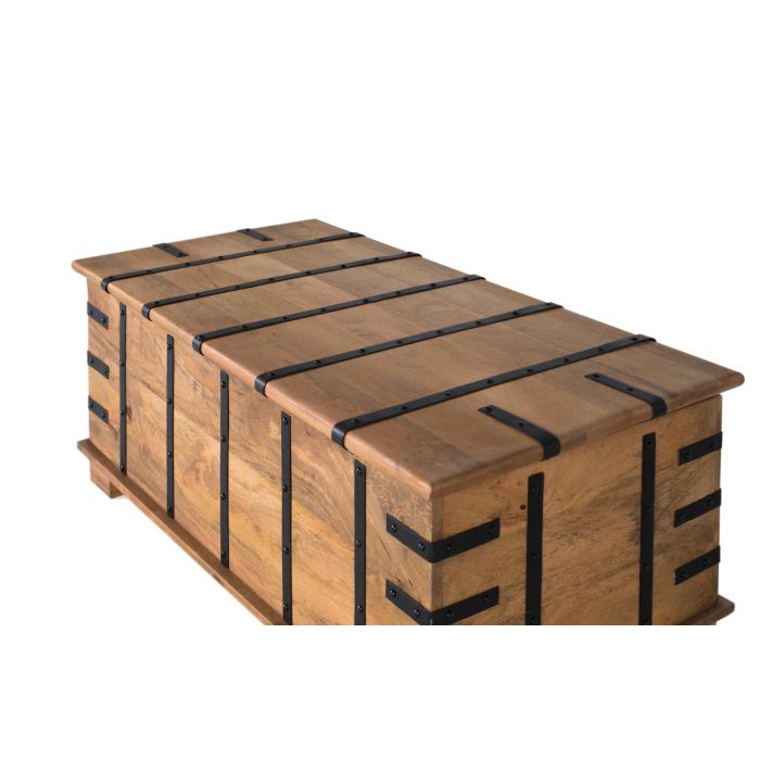 Giner Y Colomer Mesa Baúl Madera de Mango Maciza Acabado Natural con Tapa Elevable 3