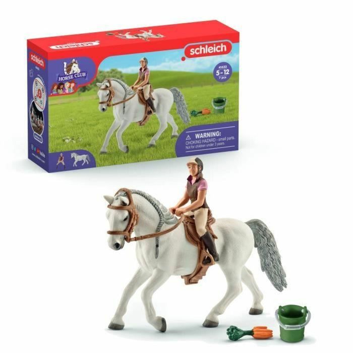 Schleich 41433 Figura de jinete sobre yegua Lipizzana con cubo y silla de montar - Jinete realista y yegua 0 Schleich 41433 Figura de jinete sobre yegua Lipizzana con cubo y silla de montar - Jinete realista y yegua 0