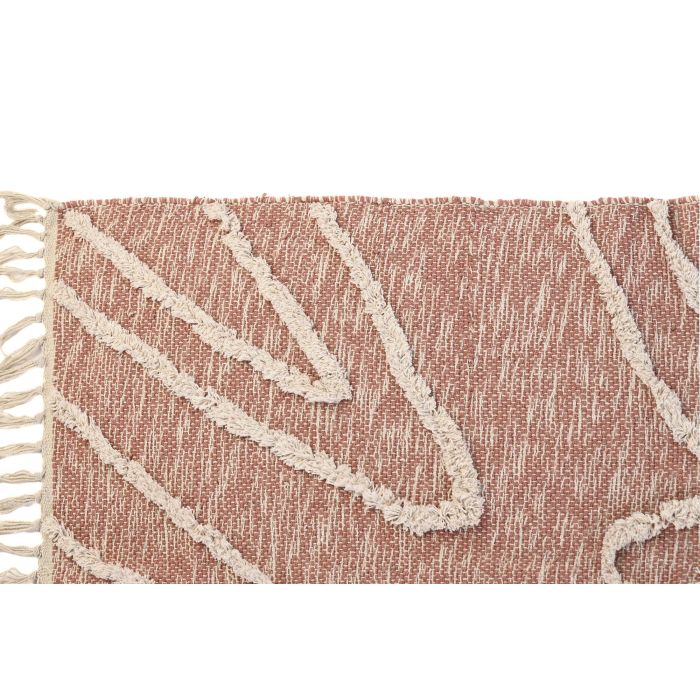 DKD Home Decor Alfombra Urban Rectangular Rosa y Blanco de Polyester 1300 gsm, 230x160 cm con 1 cm de Grosor, Flecos, Hecha a Mano 1