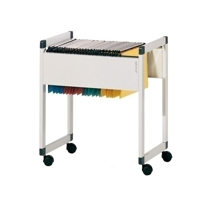 Rocada Carrito para Carpetas Colgantes Extensible DIN A4 Folio, Capacidad +40 Carpetas, Metálico Gris Texturado con Ruedas