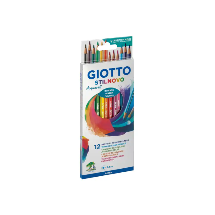 Giotto Stilnovo Lápices de Colores Acuarelables Caja de 12 Colores Surtidos para Efectos Artísticos 1