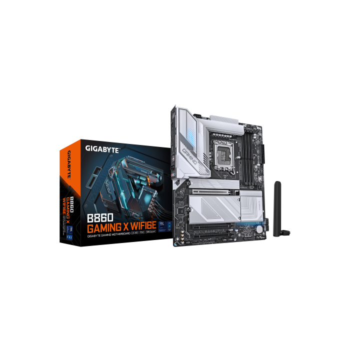 GIGABYTE B860 GAMING X WIFI6E Placa base - CPUs Intel Core Ultra, VRM de 12+1+2+1 fases, hasta 9066MHz DDR5, 1xPCIe 5.0 + 2xPCIe 4.0 M.2, LAN 2,5 GbE, WiFi 6E, USB4 GIGABYTE B860 GAMING X WIFI6E Placa base - CPUs Intel Core Ultra, VRM de 12+1+2+1 fases, hasta 9066MHz DDR5, 1xPCIe 5.0 + 2xPCIe 4.0 M.2, LAN 2,5 GbE, WiFi 6E, USB4
