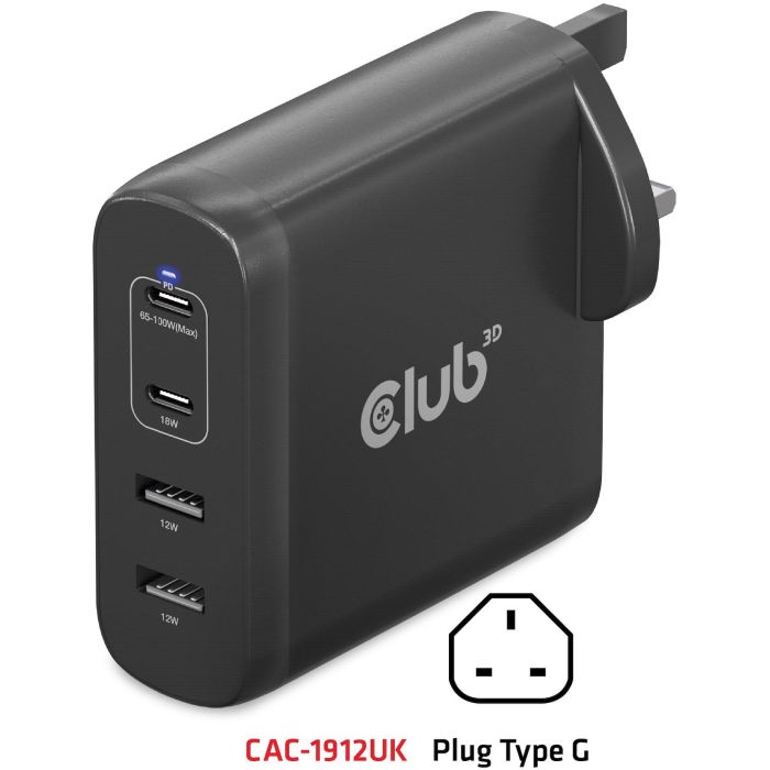 Club3D Ladegerät 2xUSB Typ C. 2xUSB Typ A. PD 100W. GaN retail 4 Club3D Ladegerät 2xUSB Typ C. 2xUSB Typ A. PD 100W. GaN retail 4