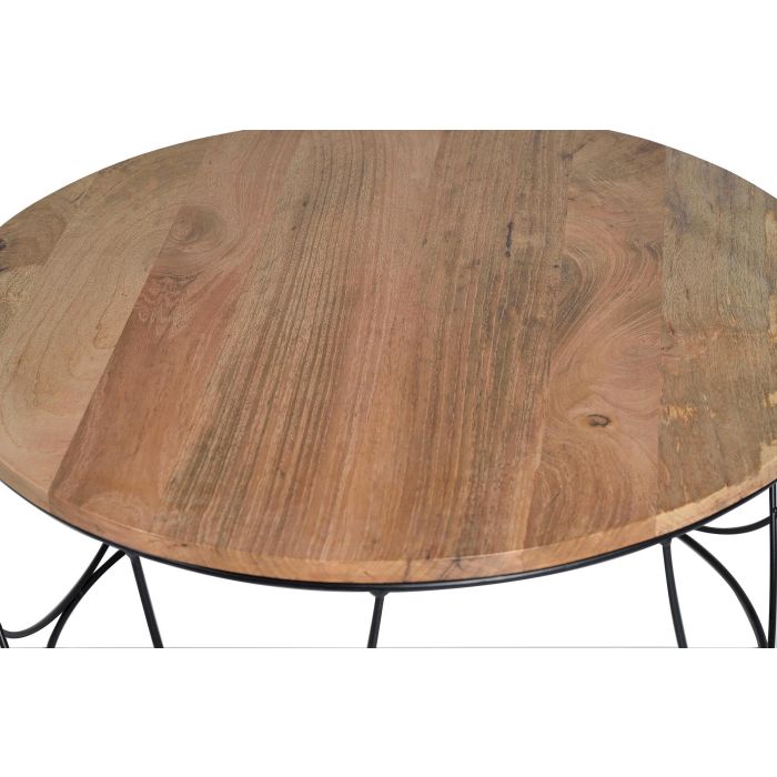 Mesa Centro GINER Y COLOMER en Madera de Mango y Metal Negro, 80 cm 1