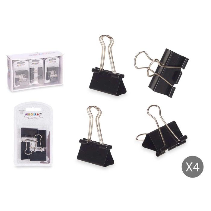 Set 4 Pinzas Clip Negro Grd Pincello 3X11CM (24 Unidades) Set 4 Pinzas Clip Negro Grd Pincello 3X11CM (24 Unidades)