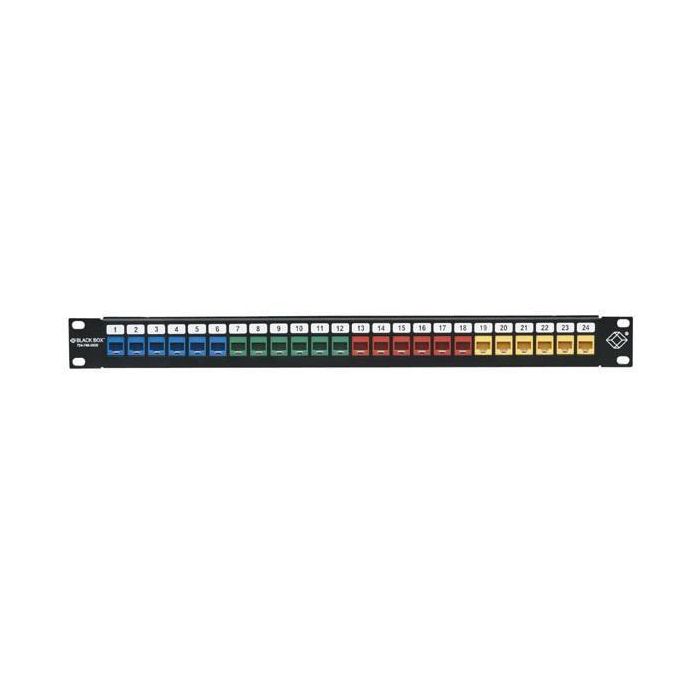 Black Box GigaStation2 Patch Panel Multimedia de Alta Densidad, 24 Puertos 1U, Compatible con CAT6, CAT5e, Fibra y Bocas Keystone
