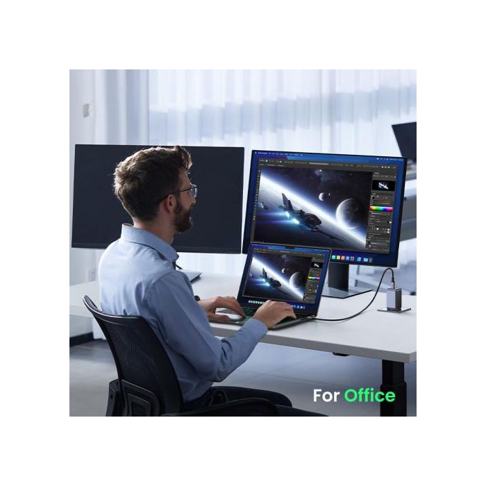 UGREEN 35042 Cargador Nexode Air 65W, 2x USB-C, 1x USB-A, Carga Rápida, Gris