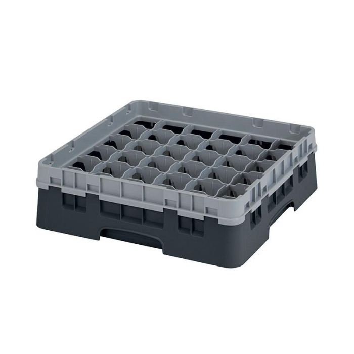 CAMBRO - 36S318-110 - Cesta de lavado 36 comp. 1 altura - 7,2 cm Ø máx. - alt. máx. 9,4 cm - 50 x 50 x 14,3 cm - Negro