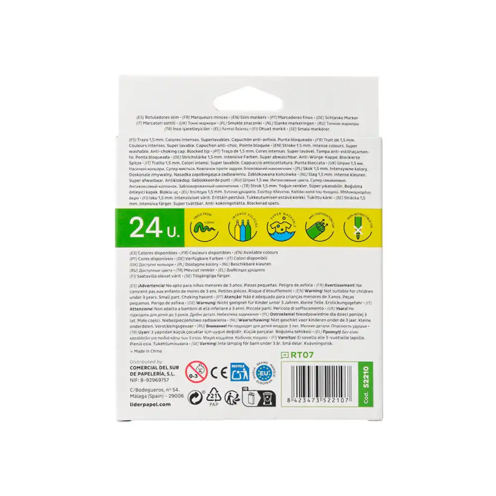Liderpapel Rotulador Slim Caja 24 Unidades Colores Surtidos Punta Fina 2mm Tinta Lavable 2 Liderpapel Rotulador Slim Caja 24 Unidades Colores Surtidos Punta Fina 2mm Tinta Lavable 2